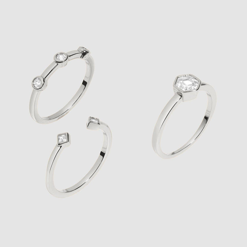 Swarovski Crystal 3 Ring Set-demi fine rings for women