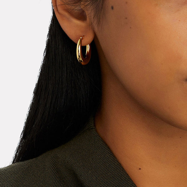 Classic Gold Puffed hoop earrings-puffy hoop earrings for women