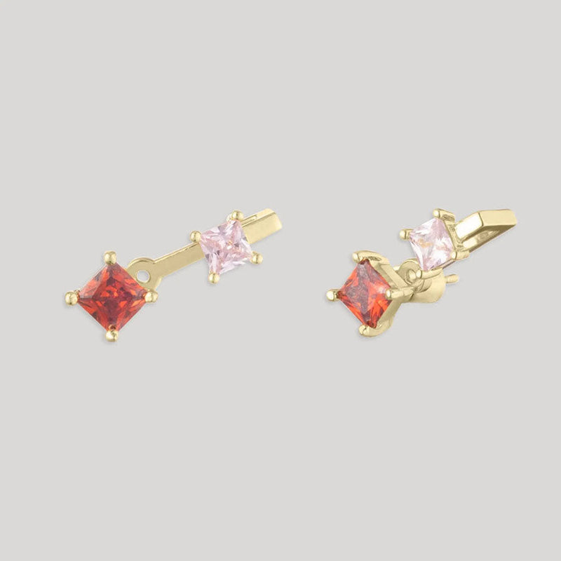 Bezel-Set Swarovski Crystal Ear Jacket Stud Earrings for women-geometric stud earrings stone