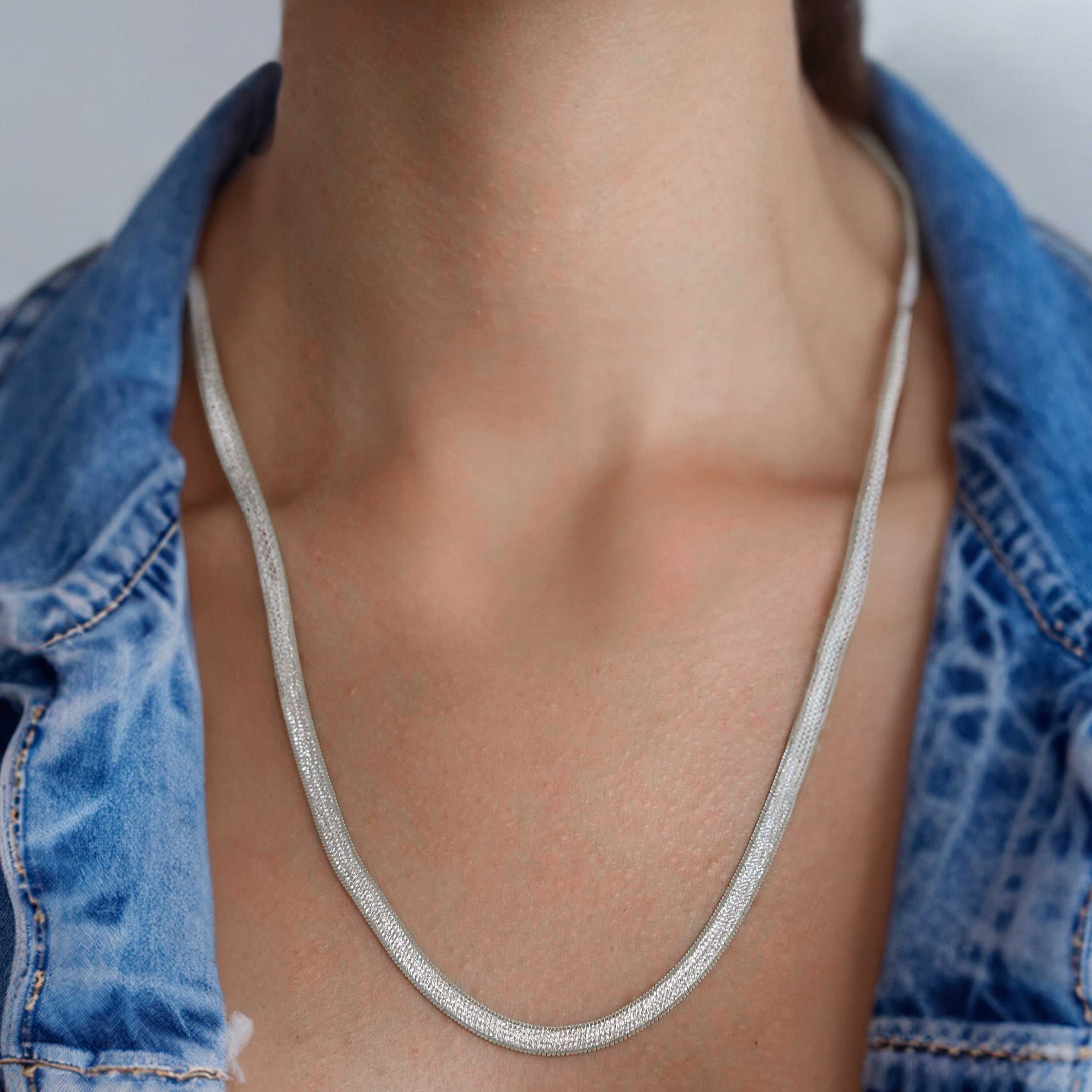 Women's Silver herringbone Chain-sterling silver herringbone necklace near me