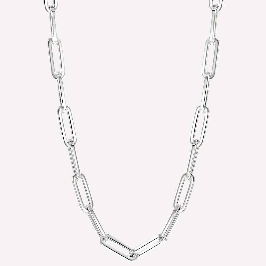 sterling silver thick chain necklace women-paperclip thick chain silver