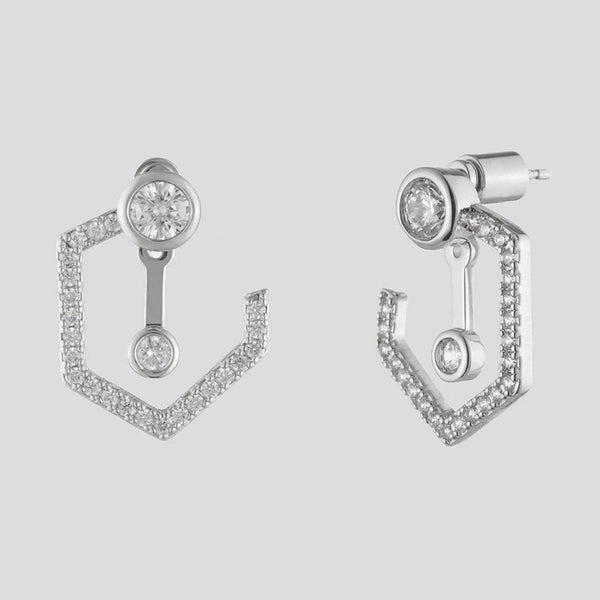 Bezel-Set White Swarovski Crystal Front to back earrings for women-bold and the beautiful jewelry