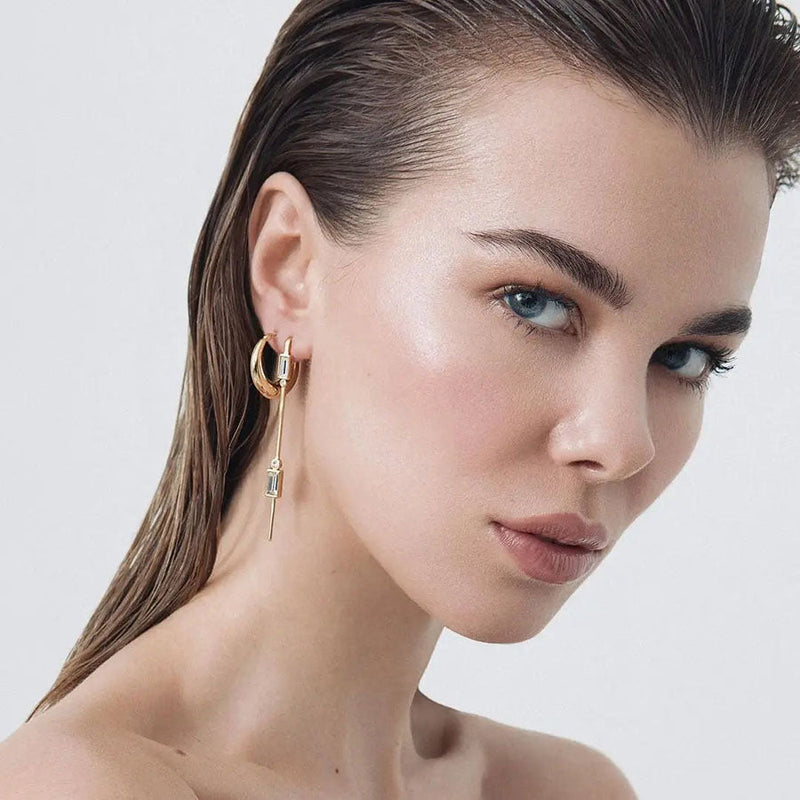 Swarovski Crystal Bezel Set Ear Pin Earrings-1st year anniversary jewelry for her