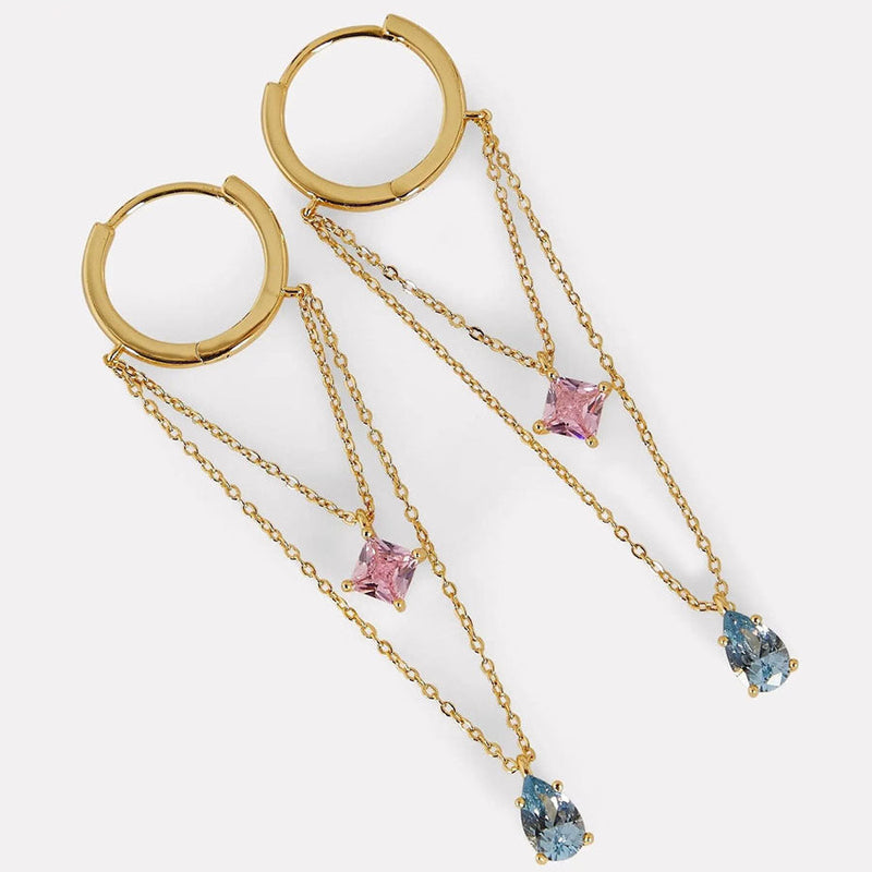 Swarovski Crystal Dangling Chain Earrings-Party Earrings for Women