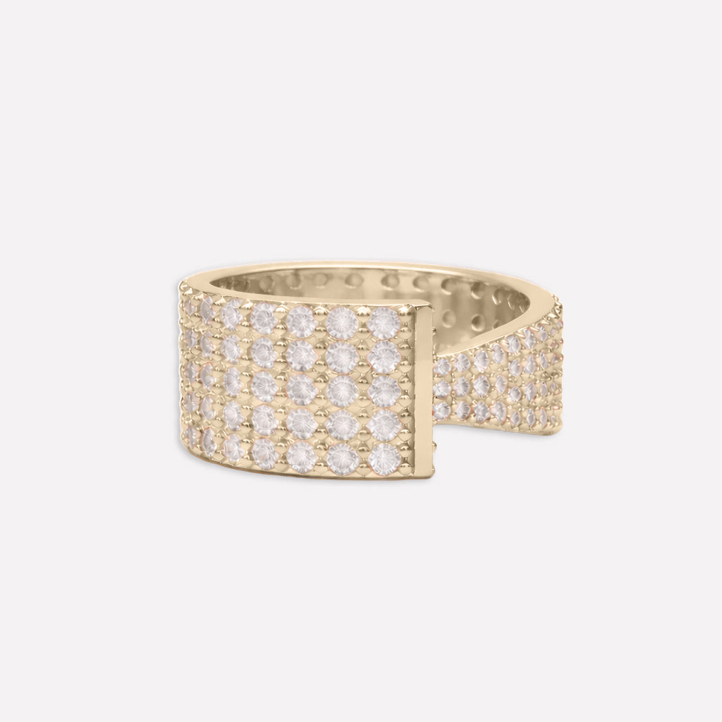 Women's Asymmetrical Ring by Bonheur Jewelry NYC-White Swarovski gold and stone rings​​ near me