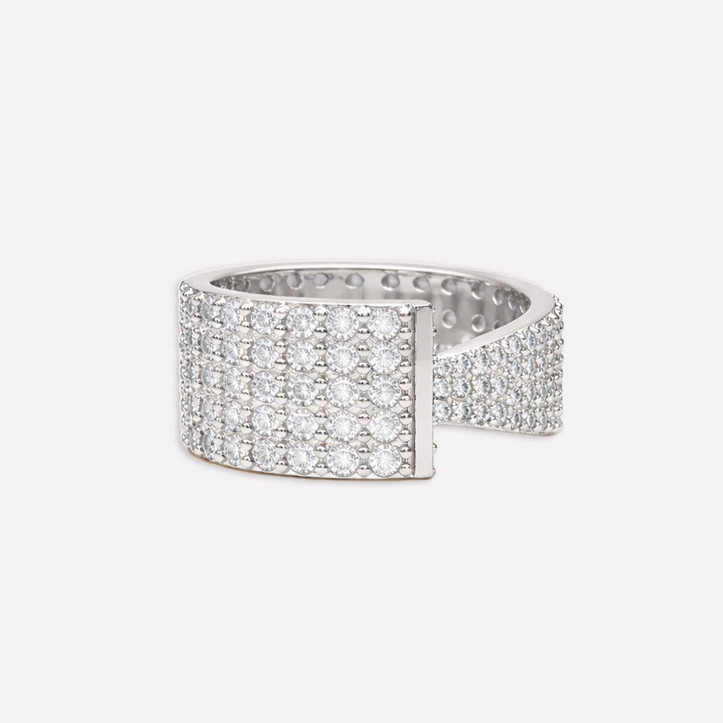 Women's Asymmetrical Ring by Bonheur Jewelry NYC-White Swarovski gold and stone rings​​ near me