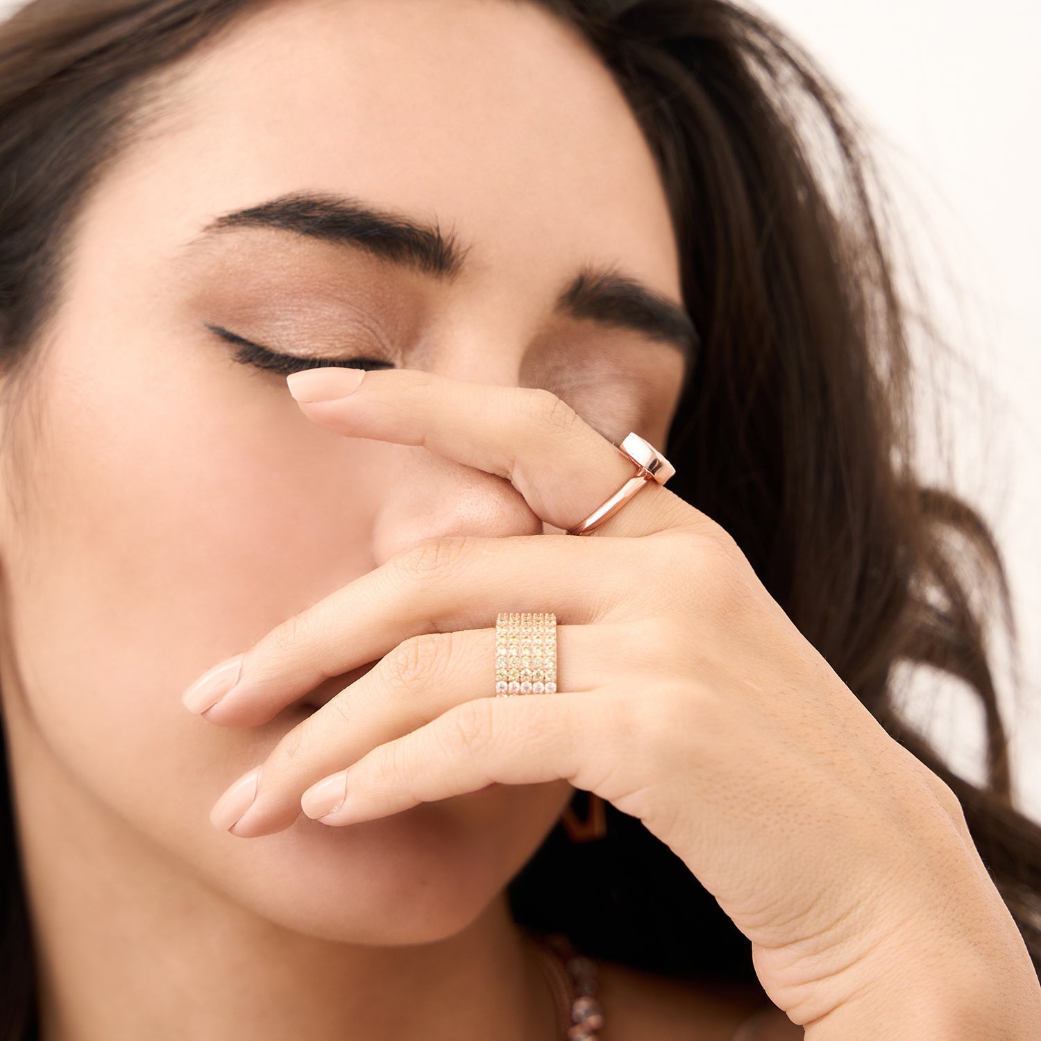 Women's Asymmetrical Ring by Bonheur Jewelry NYC-White Swarovski gold and stone rings​​ near me