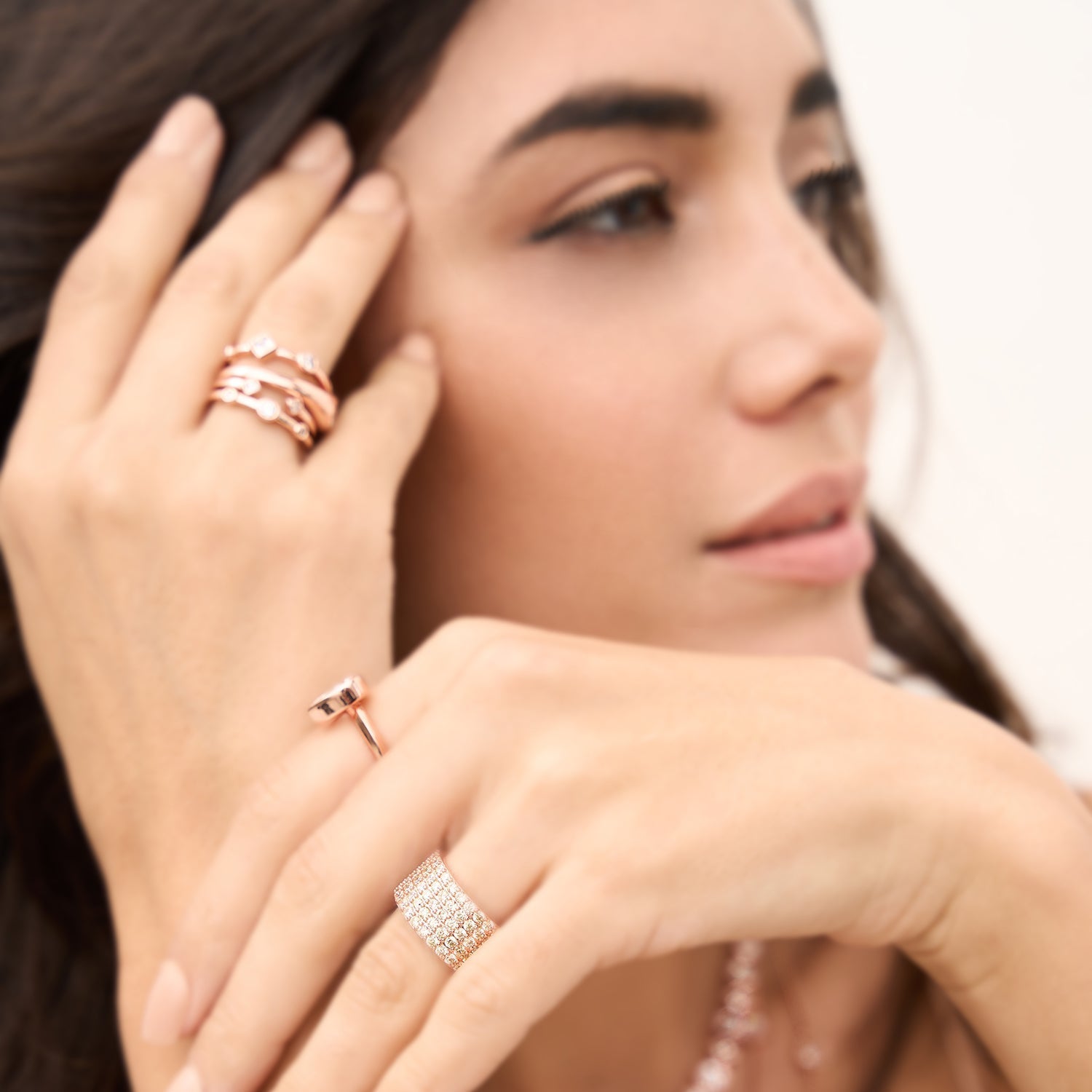 Women's Asymmetrical Ring by Bonheur Jewelry NYC-White Swarovski gold and stone rings​​ near me