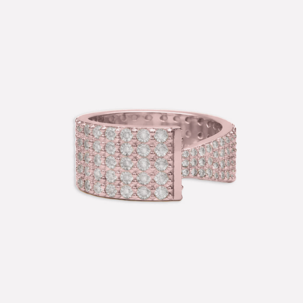 Women's Asymmetrical Ring by Bonheur Jewelry NYC-White Swarovski gold and stone rings​​ near me