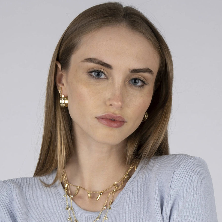 Women's Baguette hoop earrings by Bonheur Jewelry NYC-sparkling hoop earrings​ near me