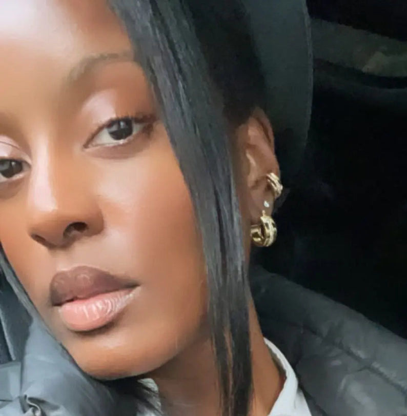 Women's Baguette hoop earrings by Bonheur Jewelry NYC-sparkling hoop earrings​ near me