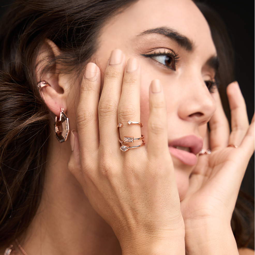 Women's Baguette Hoops near me-Icy Blue cz baguette hoop earrings​ by Bonheur Jewelry NYC