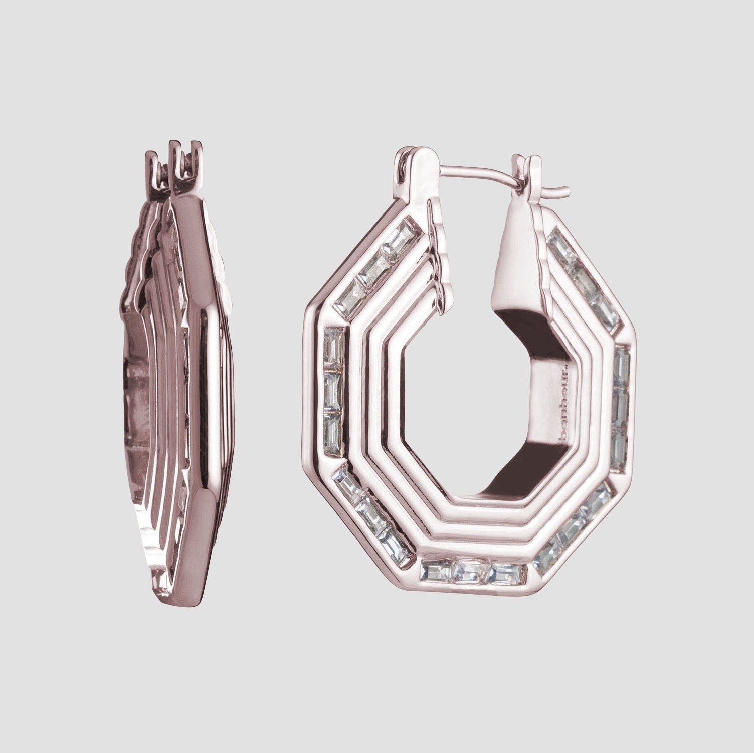 Women's Baguette Hoops near me-Icy Blue cz baguette hoop earrings​ by Bonheur Jewelry NYC