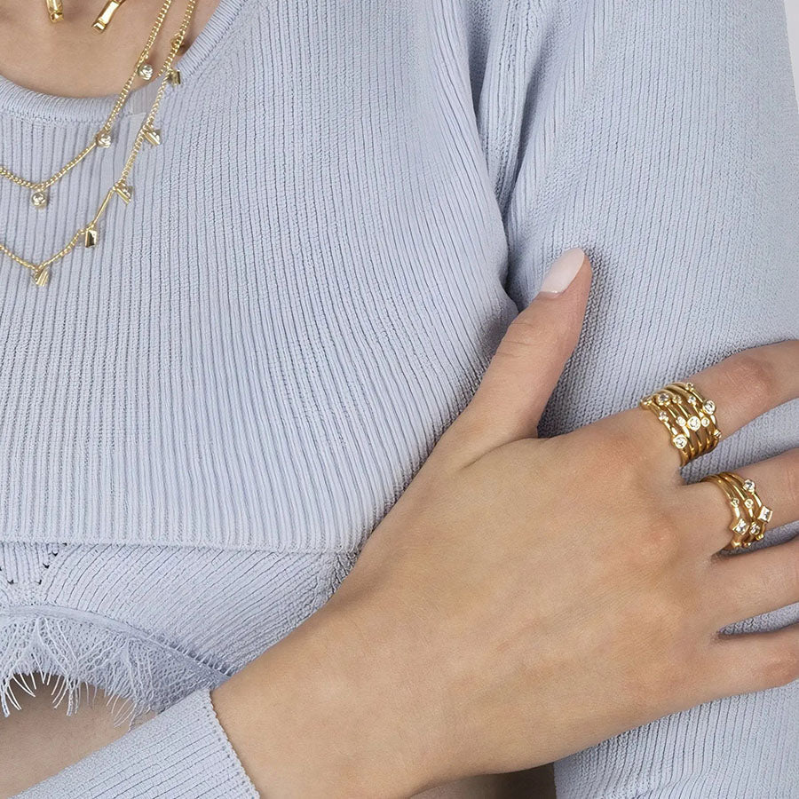 Women's Bezel Rings near me-bezel set cz ring​ by Bonheur Jewelry NYC