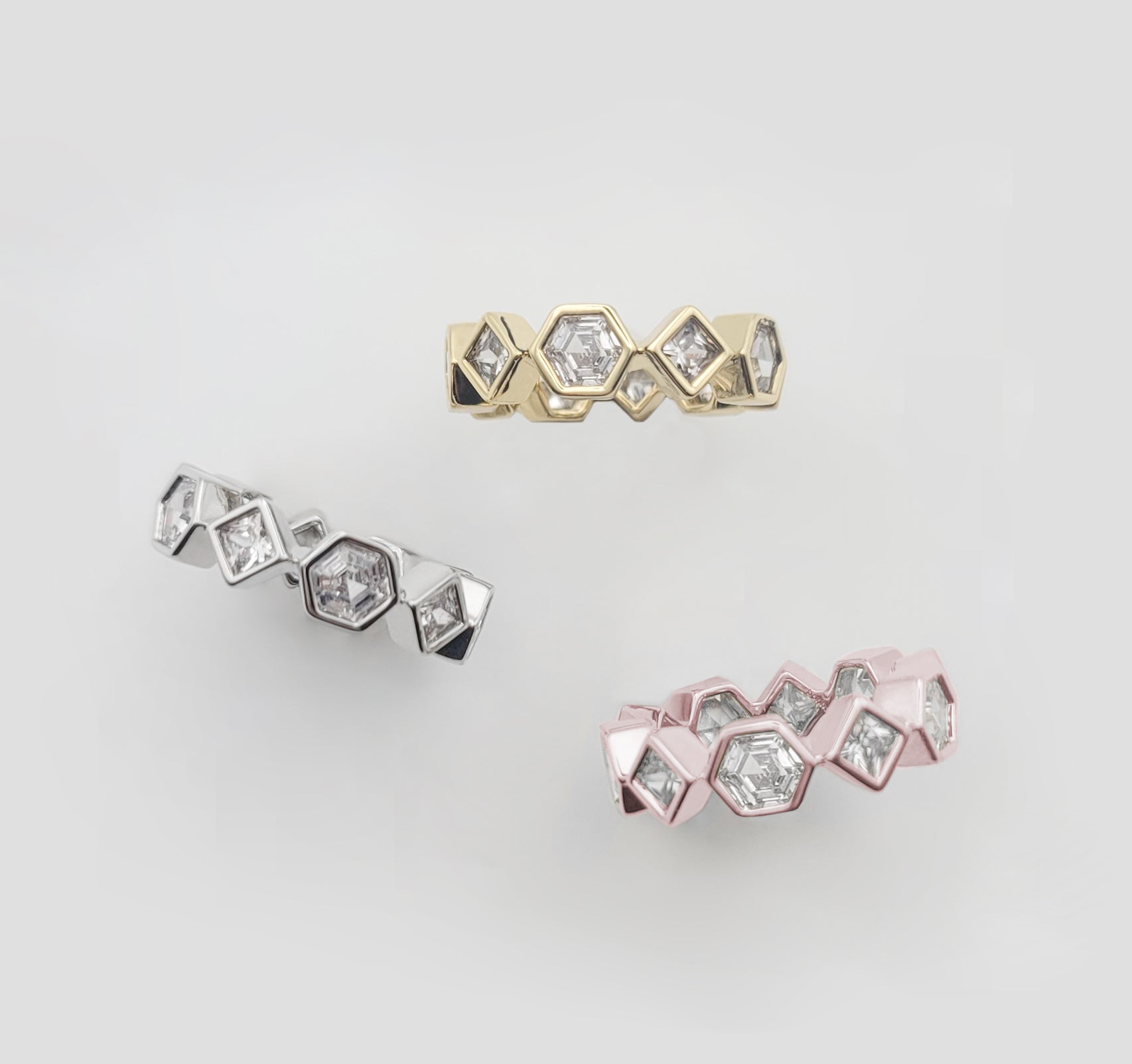 Women's Bezel Set Eternity Ring by Bonheur Jewelry NYC -White Swarovski Crystal bezel set eternity band near me