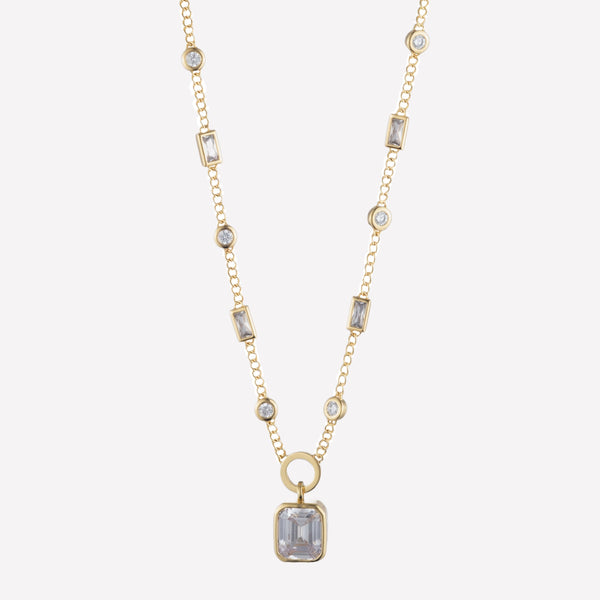 Bezel Set Necklace-Gold jewelry for mom