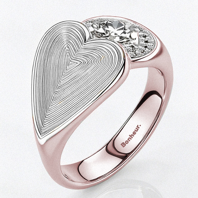 Womens Big Heart Ring by Bonheur Jewelry NYC-Swarovski Crystal Heart Signet Ring for Women