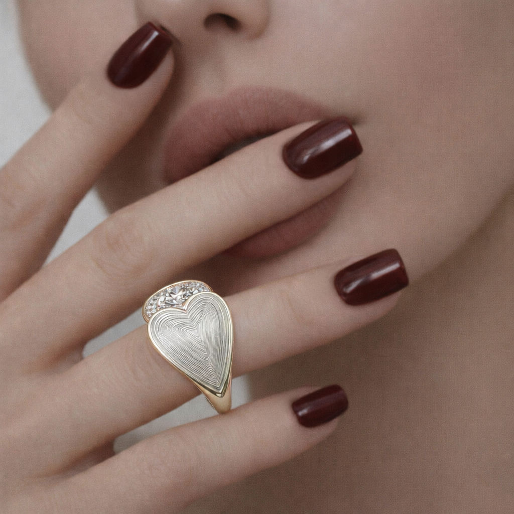 Womens Big Heart Ring by Bonheur Jewelry NYC-Swarovski Crystal Heart Signet Ring for Women