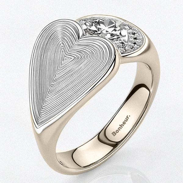 Womens Big Heart Ring by Bonheur Jewelry NYC-Swarovski Crystal Heart Signet Ring for Women