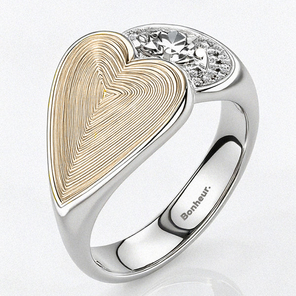 Womens Big Heart Ring by Bonheur Jewelry NYC-Swarovski Crystal Heart Signet Ring for Women