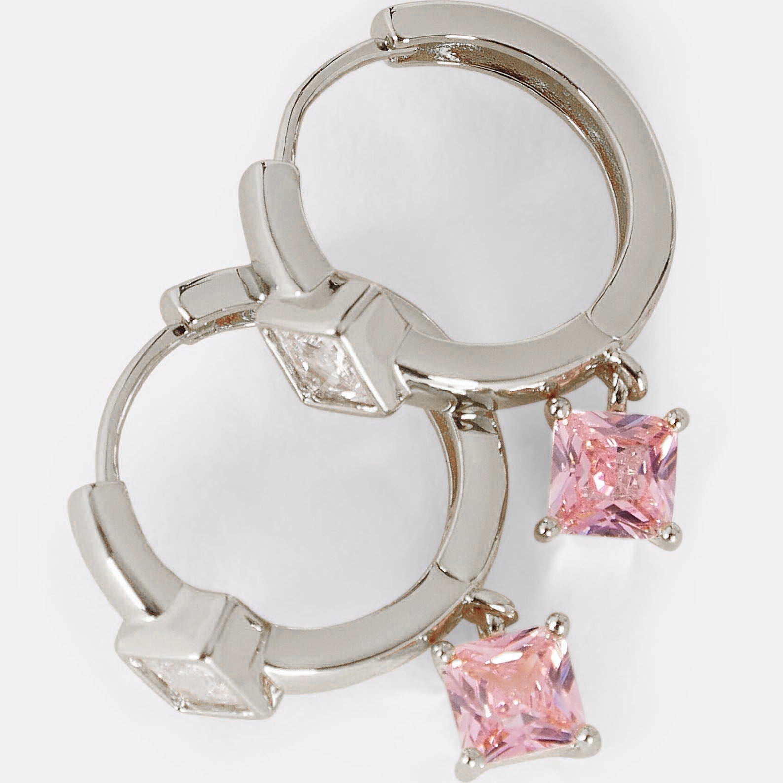 Women's Charm Hoops by Bonheur Jewelry NYC-Pink Swarovski crystal small charm hoop earrings​ near me
