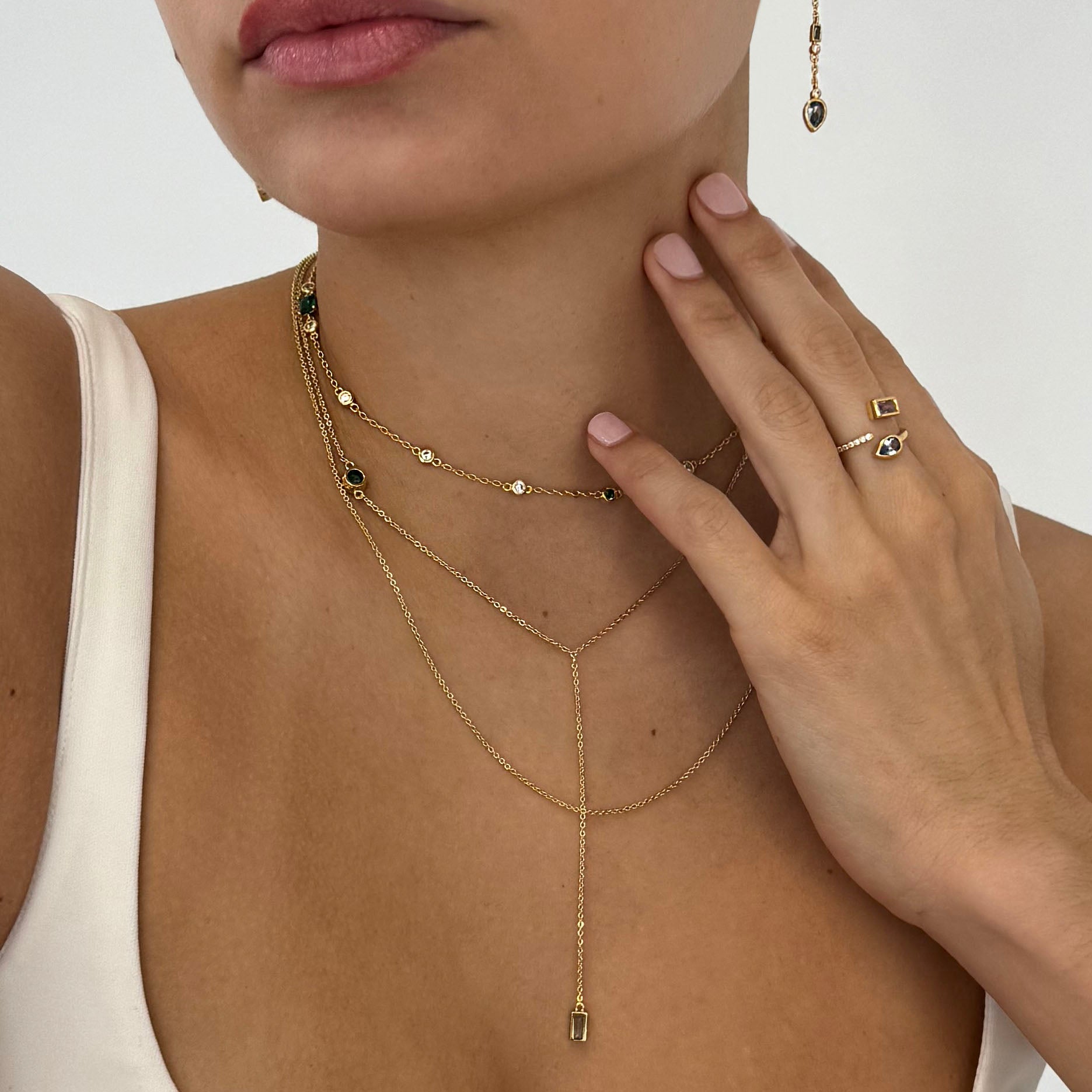 Women's Charm Necklace chain by Bonheur Jewelry NYC-Swarovski Crystal charm necklace chain near me