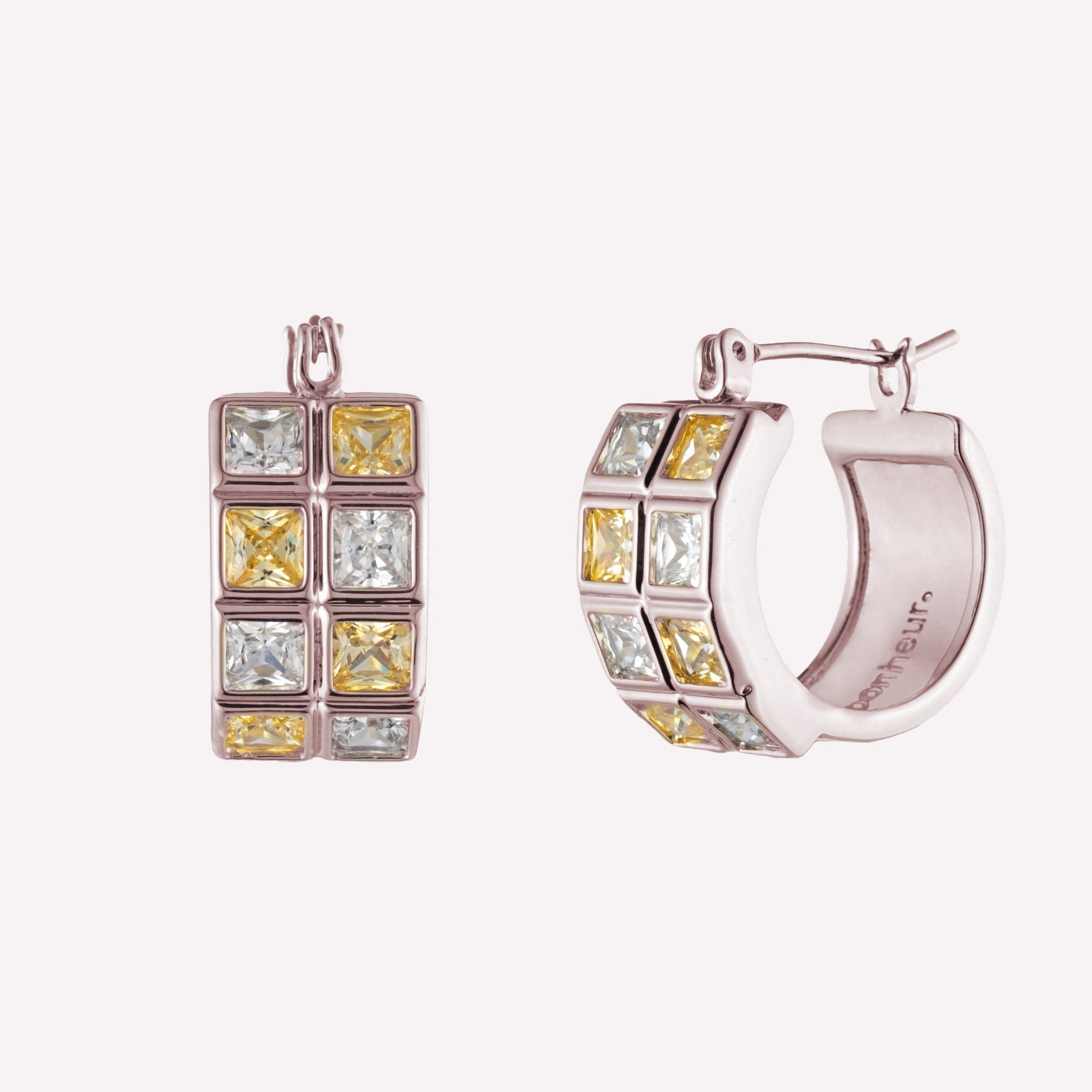 Women's Chunky Huggie Hoops by Bonheur Jewelry NYC-Swarovski crystal nickel free hoop earrings​ near me 