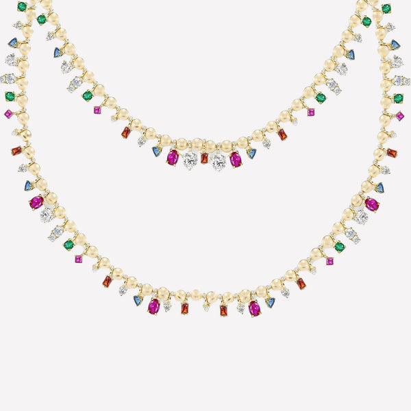 Women's Colorful Beaded necklace by Bonheur Jewelry-Swarovski rainbow necklace near me