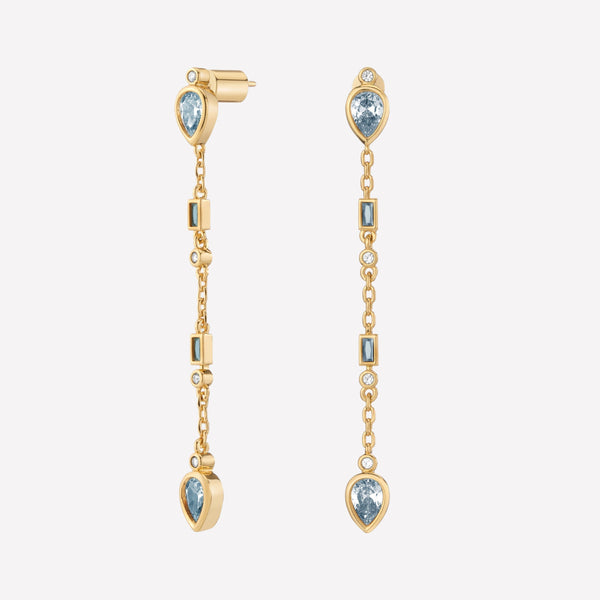 Blue Swarovski Crystal dangle earrings for women-color stone jewelry
