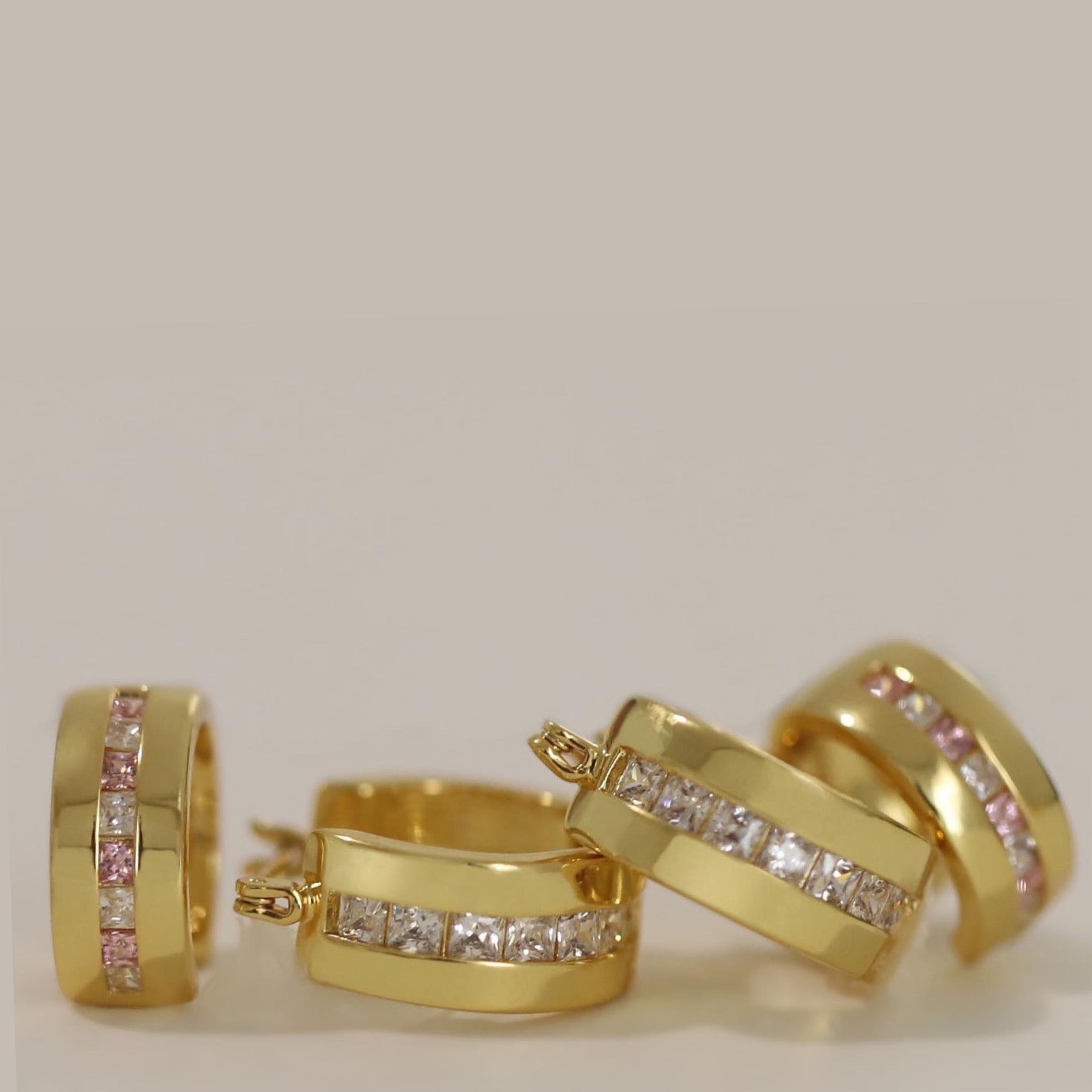 Women's Crystal Ear Cuff Set by Bonheur Jewelry NYC- white/pink Swarovski crystal earcuff women