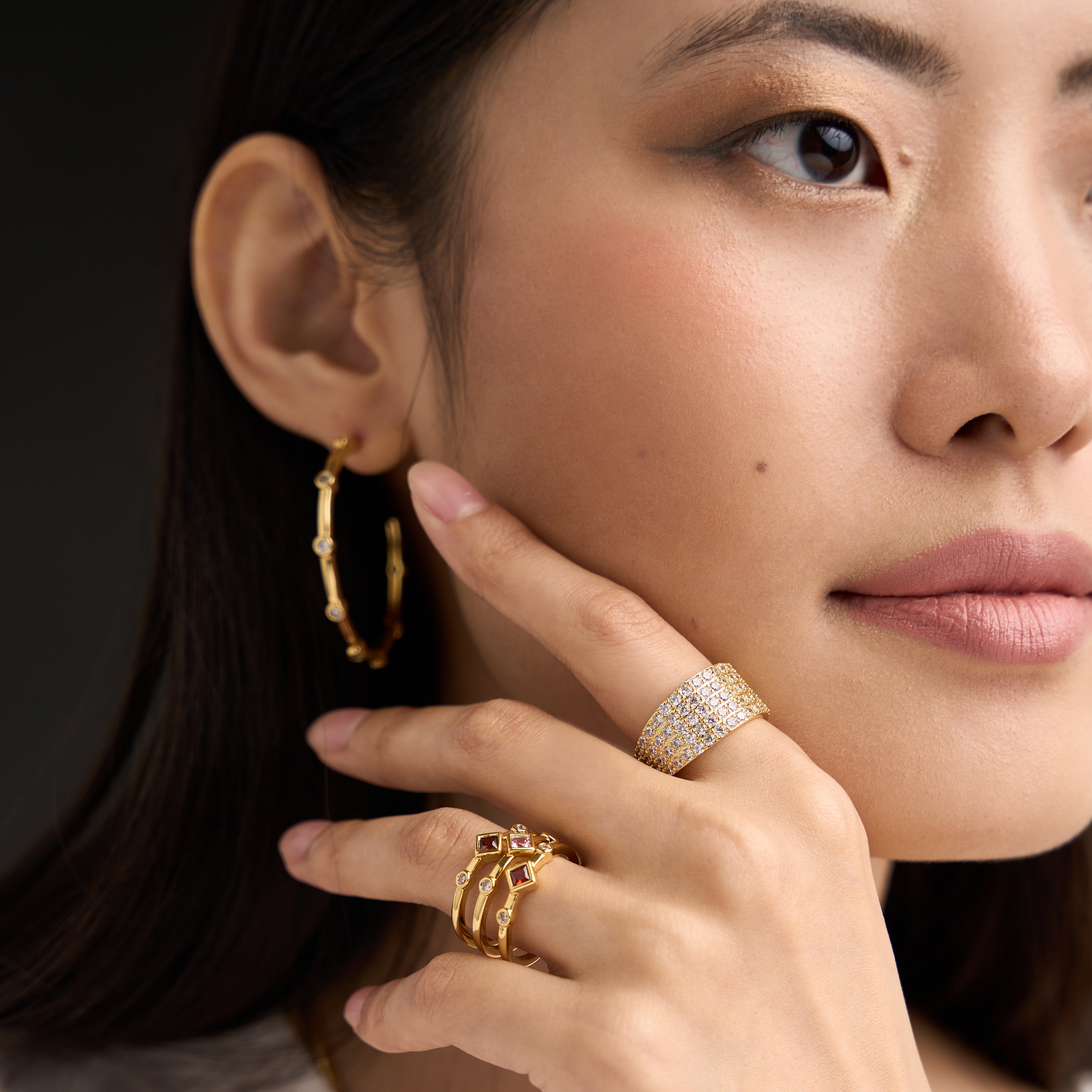 Women's Crystal Hoop Earrings by Bonheur Jewelry NYC-1.5 inch hoop earrings near me