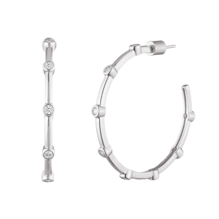 Women's Crystal Hoop Earrings by Bonheur Jewelry NYC-1.5 inch hoop earrings near me