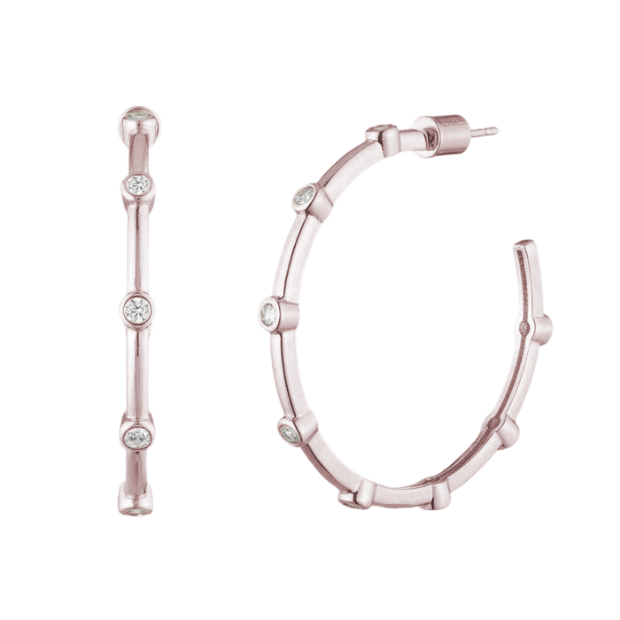 Women's Crystal Hoop Earrings by Bonheur Jewelry NYC-1.5 inch hoop earrings near me