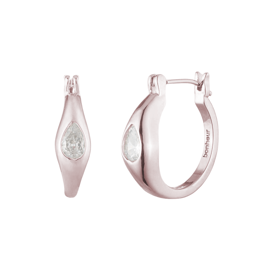 Women's CRYSTAL HOOP EARRINGS by Bonheur Jewelry NYC- White Swarovski ear rings near me