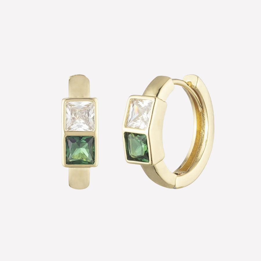 Women's Crystal Hoops by Bonheur Jewelry NYC-Green Hoop Earrings Near Me