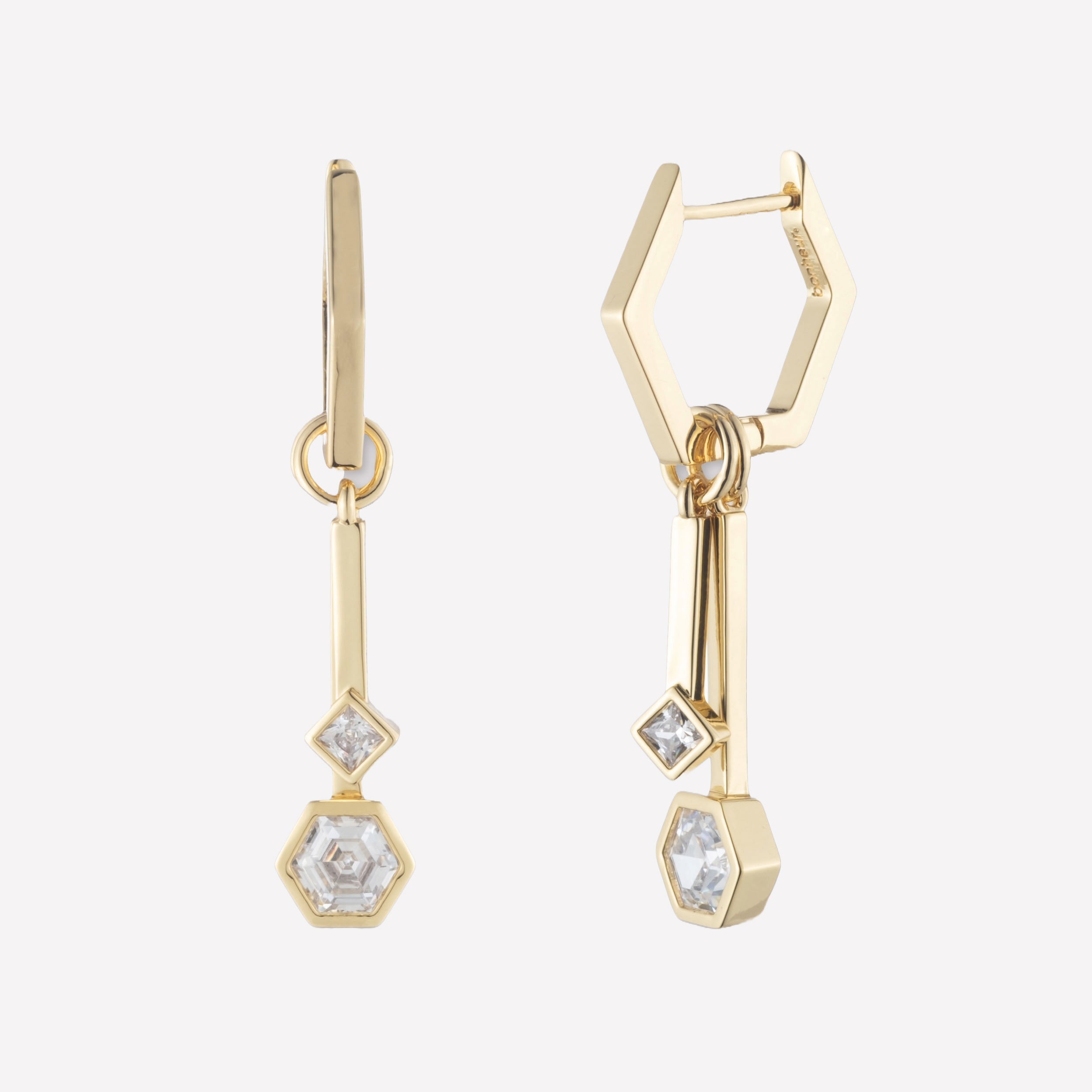 Women's dangle hoop earrings by Bonheur Jewelry NYC-charm hoop earrings​ near me