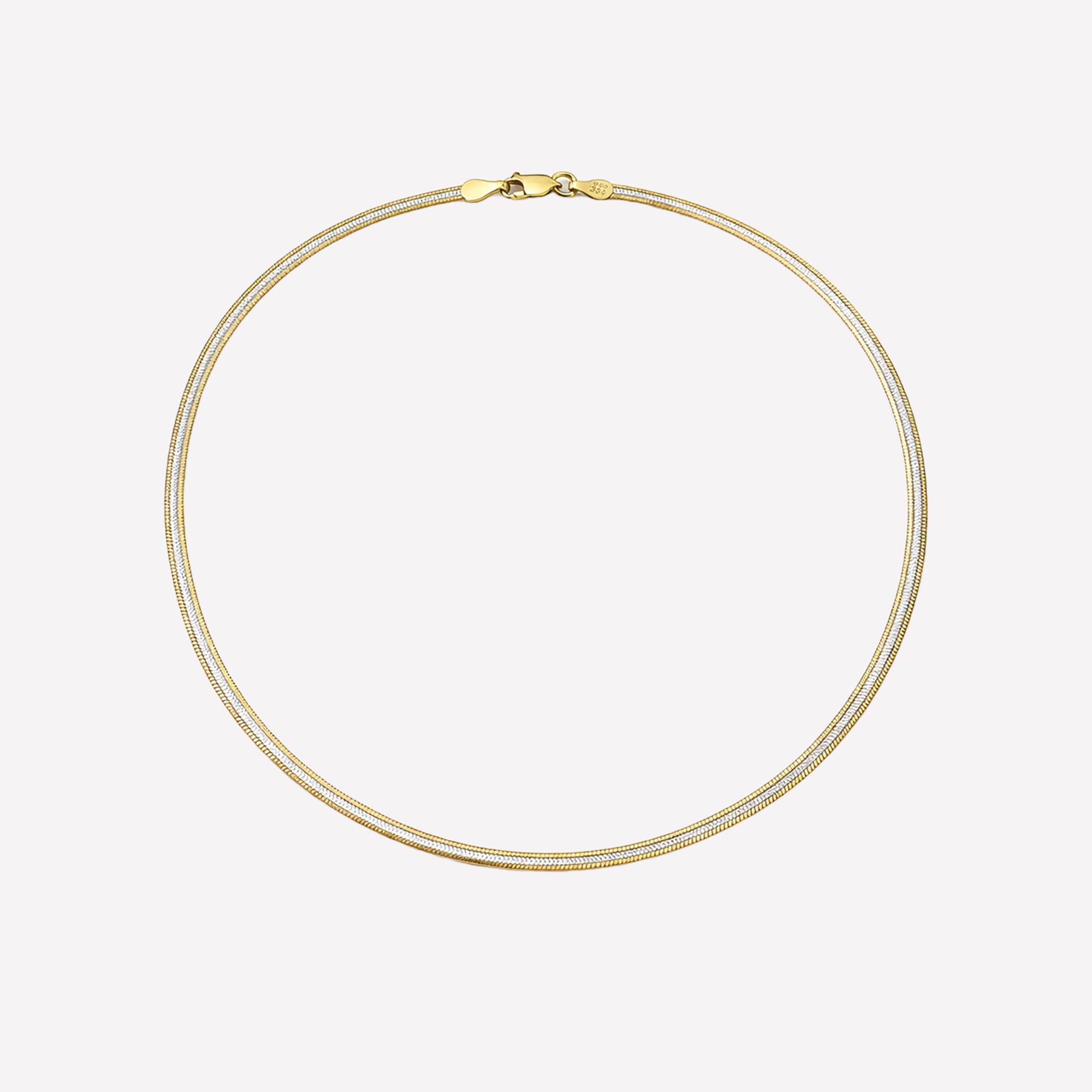 Diamond cut gold chain for women-18k gold herringbone necklace