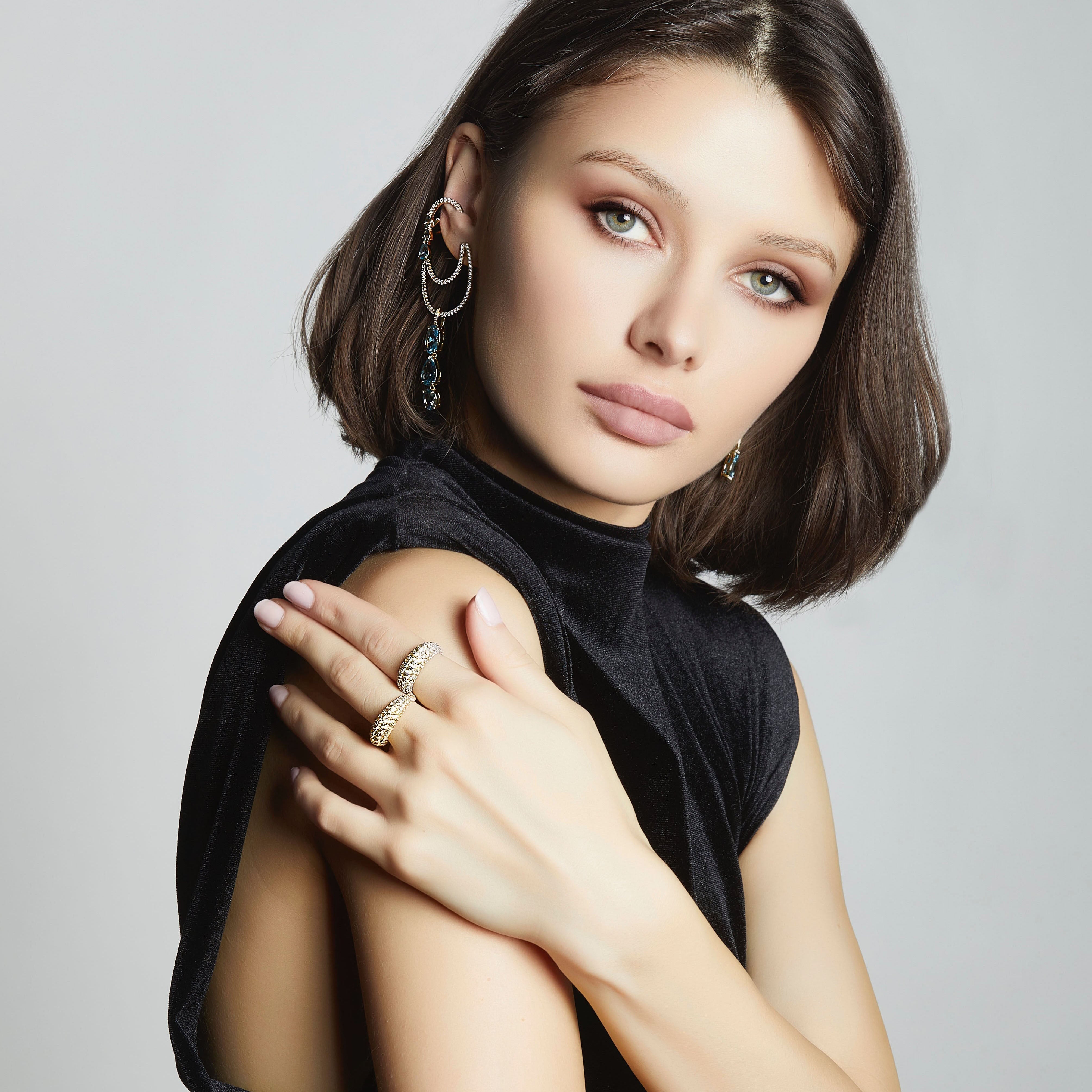 Women's ear cuff earrings by Bonheur Jewelry NYC-18k gold ear cuff near me
