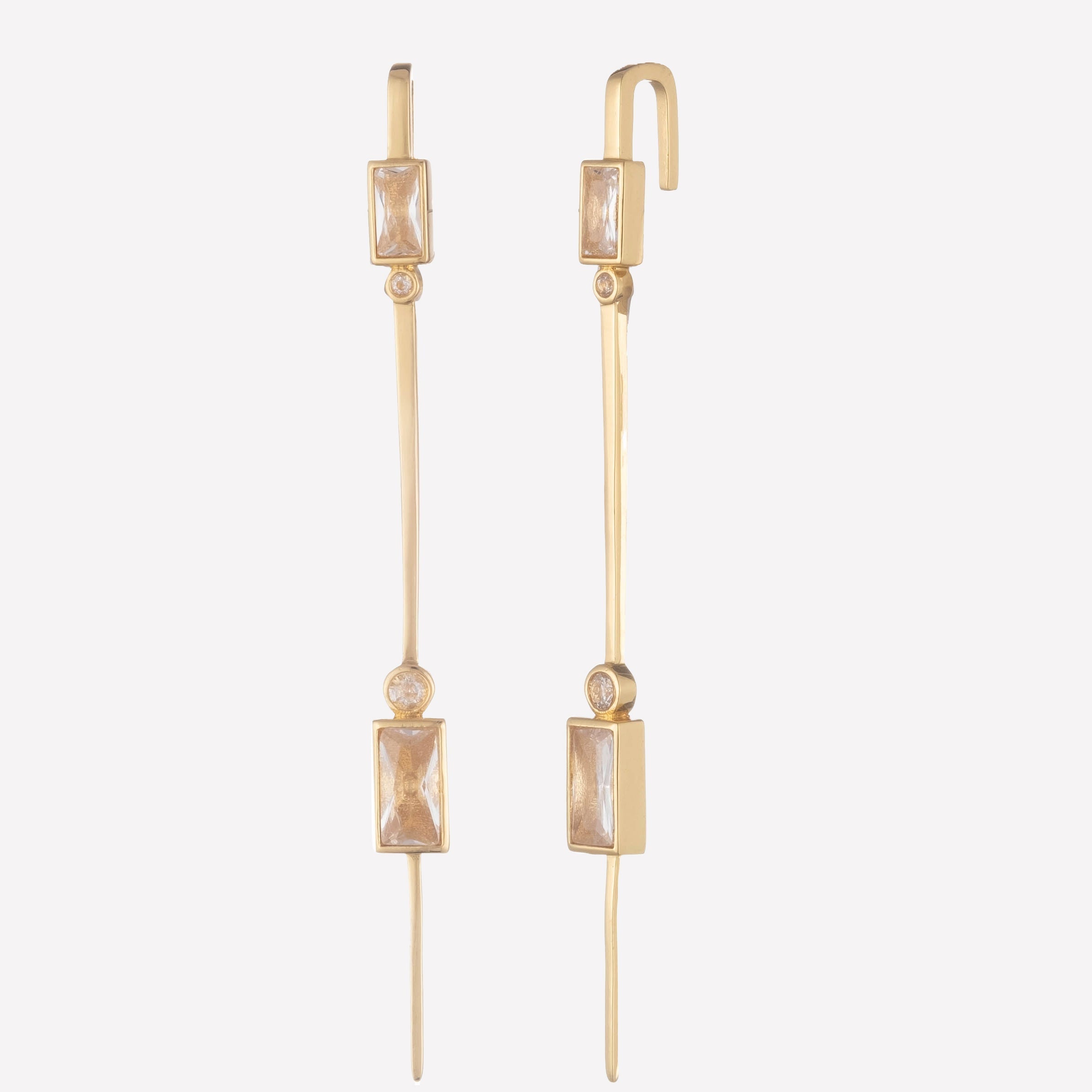Women's Ear Pin Earrings near me-Champagne Swarovski Crystal ear pins by Bonheur Jewelry NYC