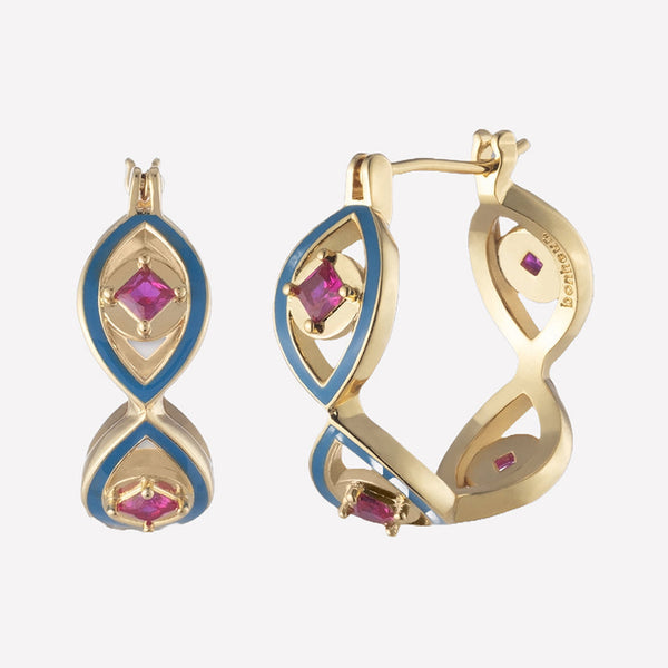 Enamel Hoop Earrings-gold and enamel jewelry