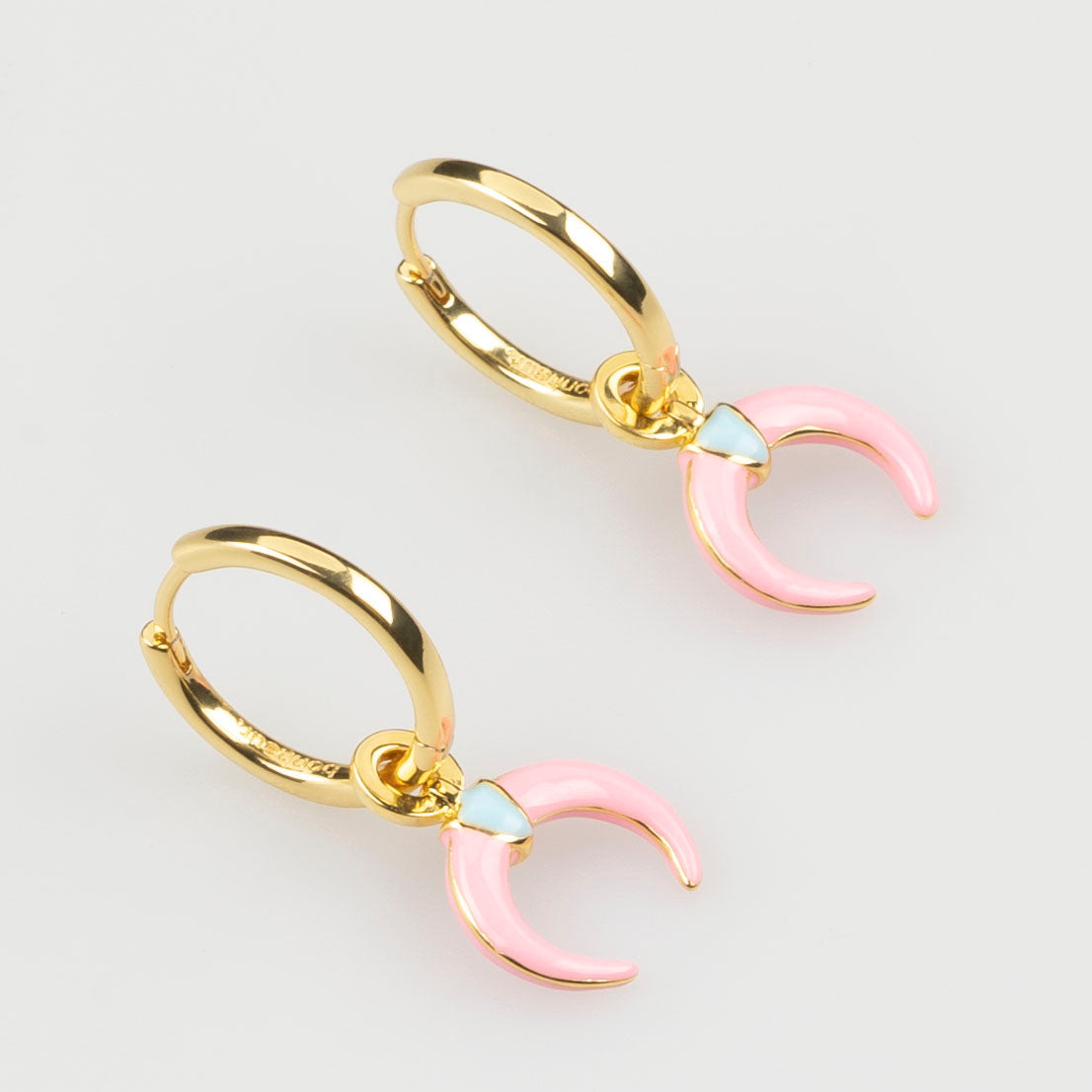 Women's Enameled Earrings near me-blue enamel hoop earrings by Bonheur Jewelry NYC