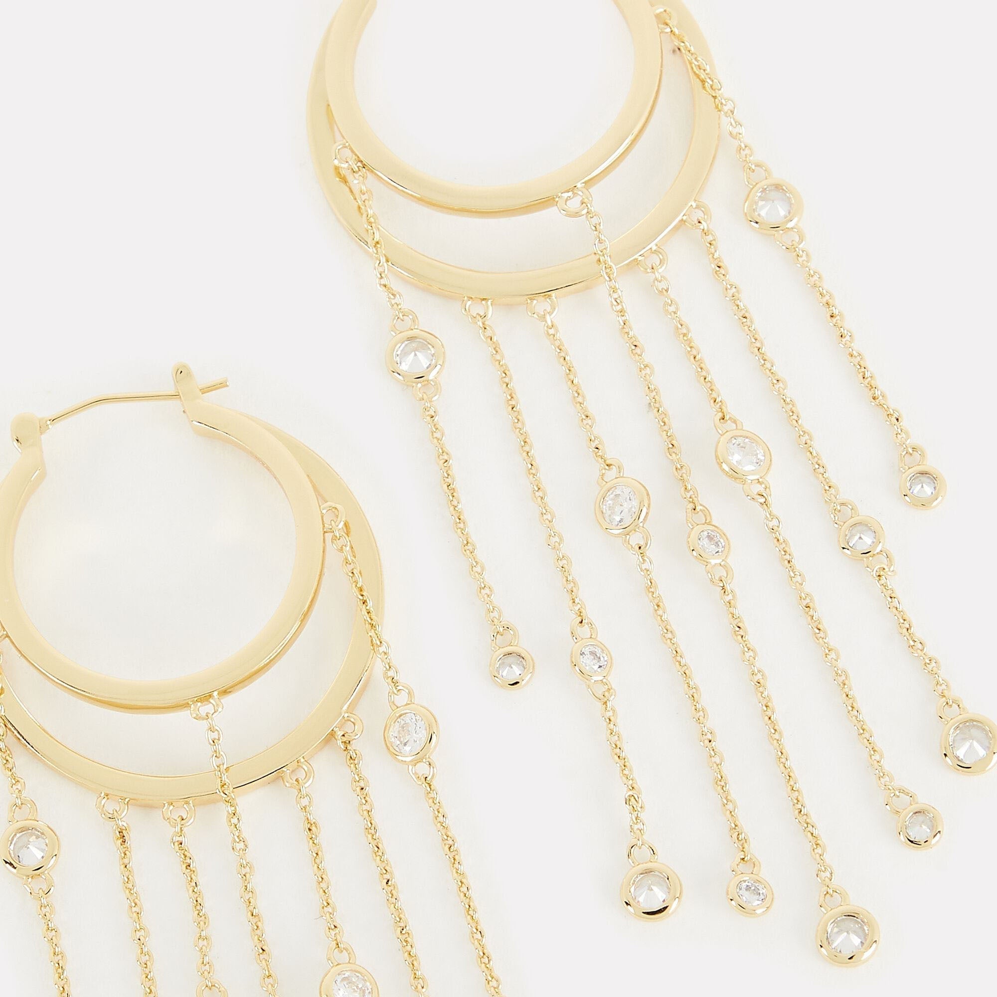 Women's Fringe Hoop Earrings near me-White Swarovski Crystal hoop earrings nickel free
