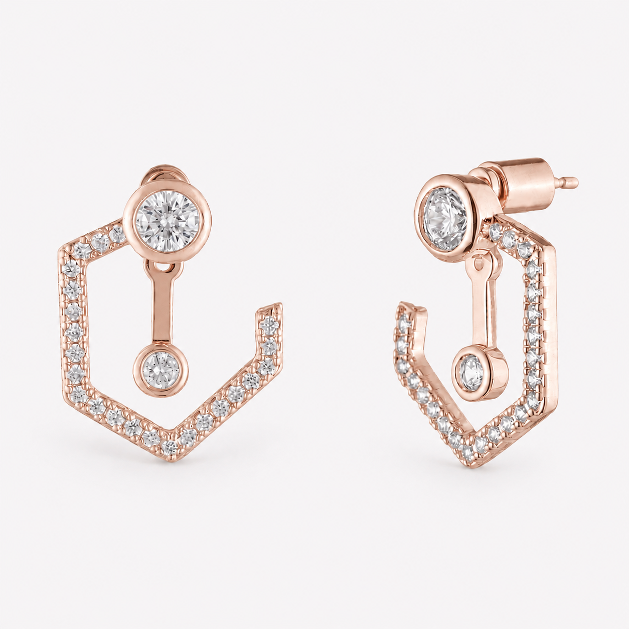 Bonheur Jewelry Spencer Front and Back Earrings, gold/rhodium finish, crystal, earrings, styled view.