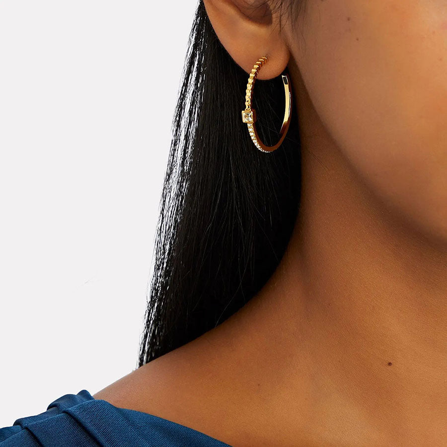 Women's Gold Ribbed Hoop Earrings by Bonheur Jewelry NYC-New York earrings near me