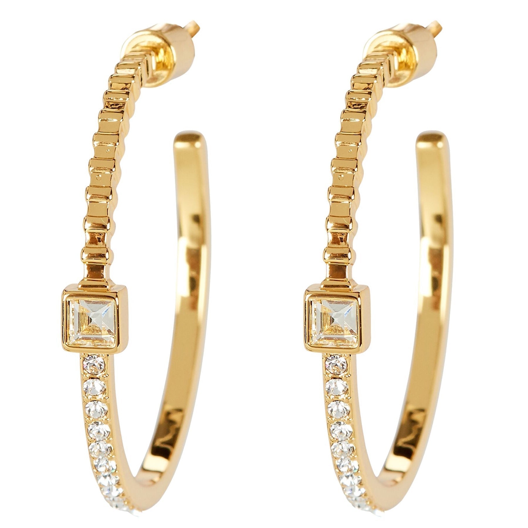 Women's Gold Ribbed Hoop Earrings by Bonheur Jewelry NYC-New York earrings near me