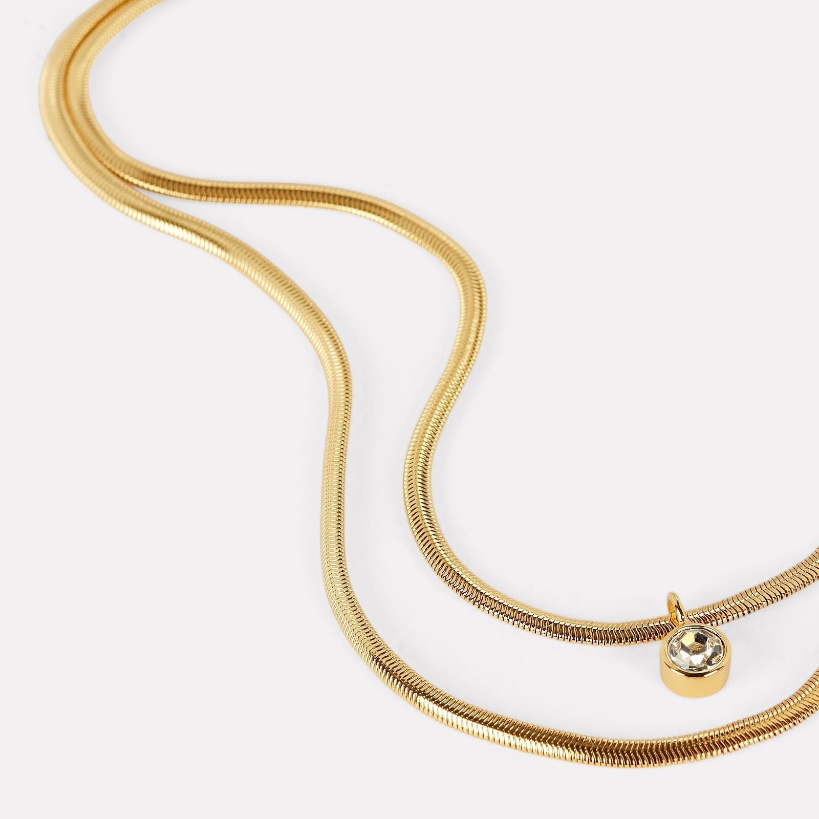 Women's Gold Round Snake Chain Necklace near me-yellow gold necklace snake chain by Bonheur Jewelry NYC