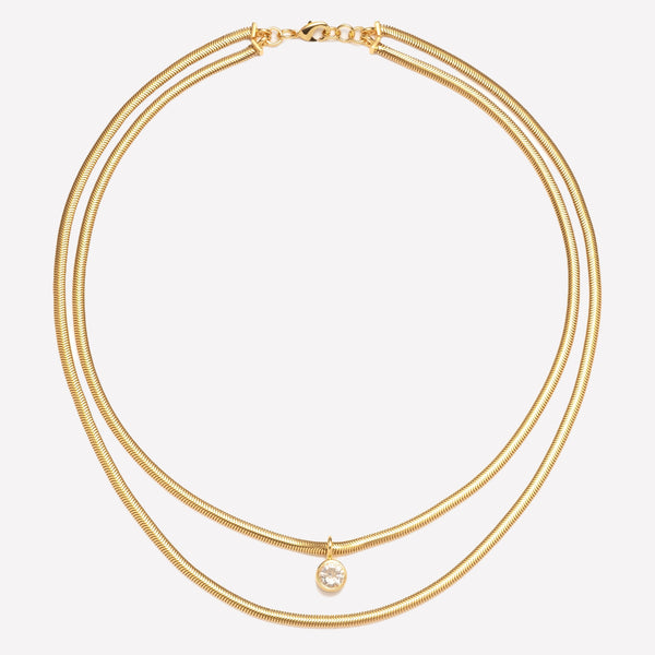 Women's Gold Round Snake Chain Necklace near me-gold necklace snake chain by Bonheur Jewelry