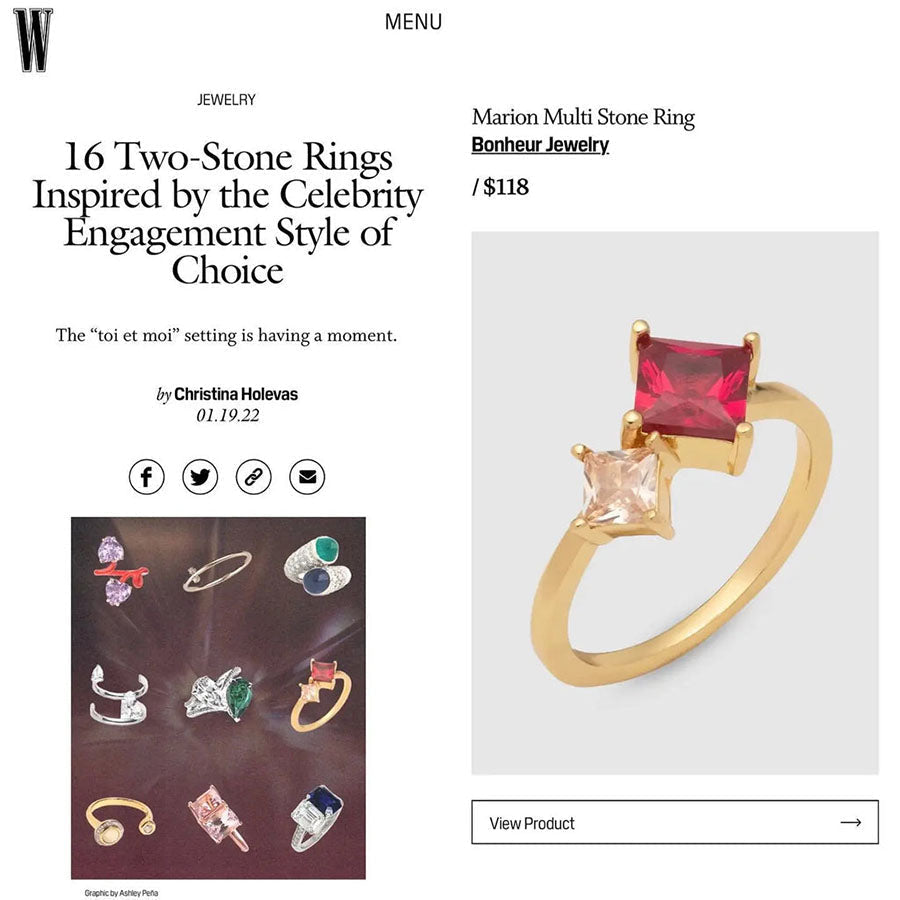 Women's Swarovski crystal Gold Stone Ring near me-red color stone rings by Bonheur Jewelry NYC