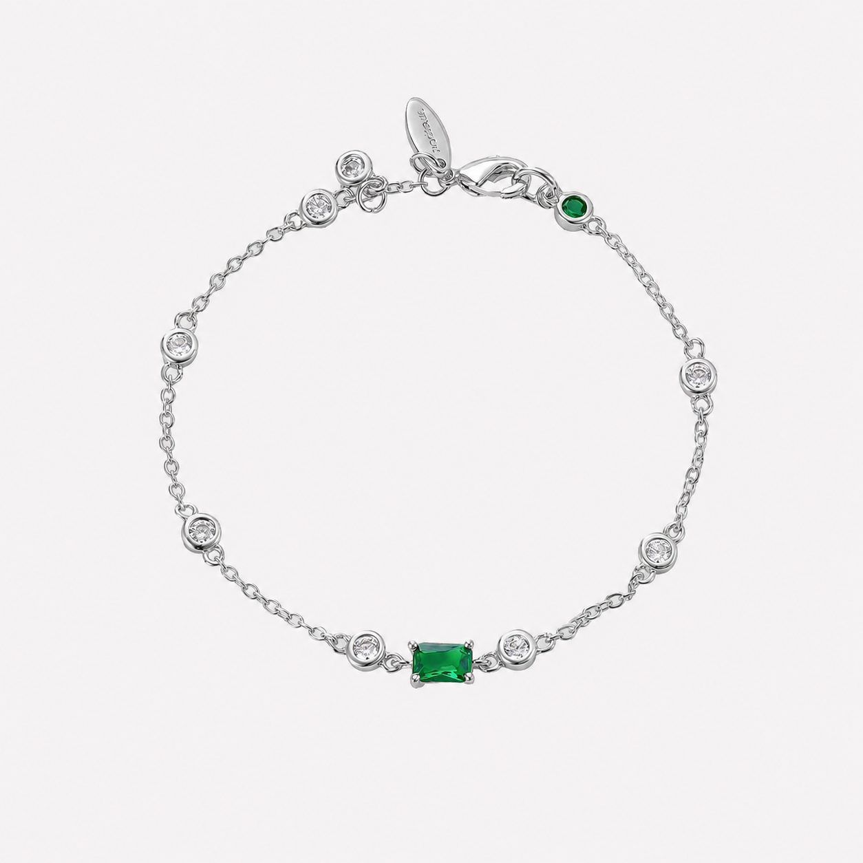 Bonheur Jewelry Josette Green Crystal Bracelet, gold/rhodium finish, white crystal, bracelet, front view.