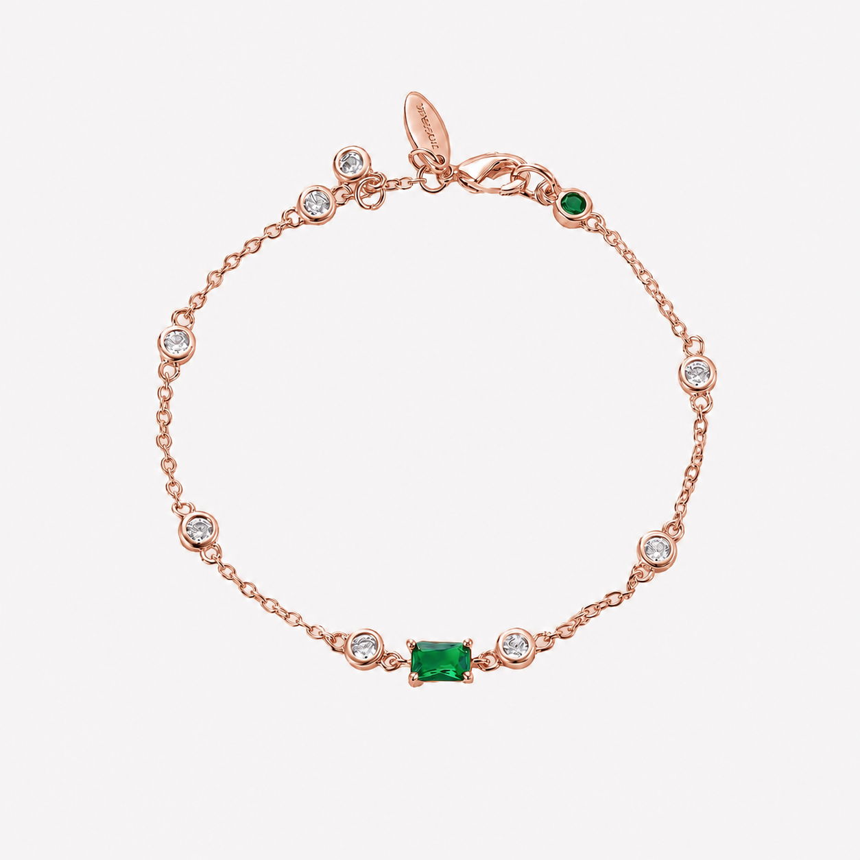 Bonheur Jewelry Josette Green Crystal Bracelet, gold/rhodium finish, white crystal, bracelet, front view.